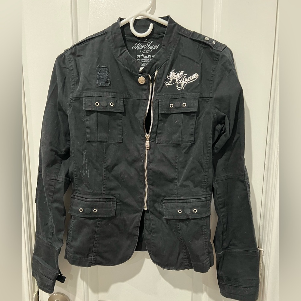 Pepejeans Black Military Style Jacket, size L, runs small - Picture 5 of 7